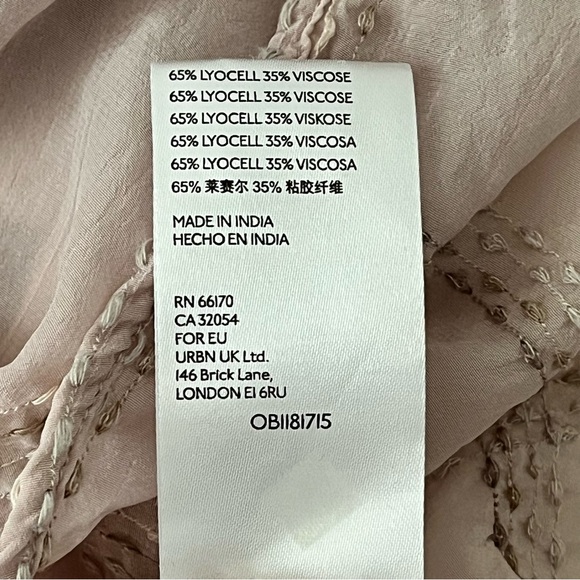 Anthropologie Sarabeth Textured Blouse Blush Boho Peasant Balloon Sleeve Top S - Picture 8 of 8